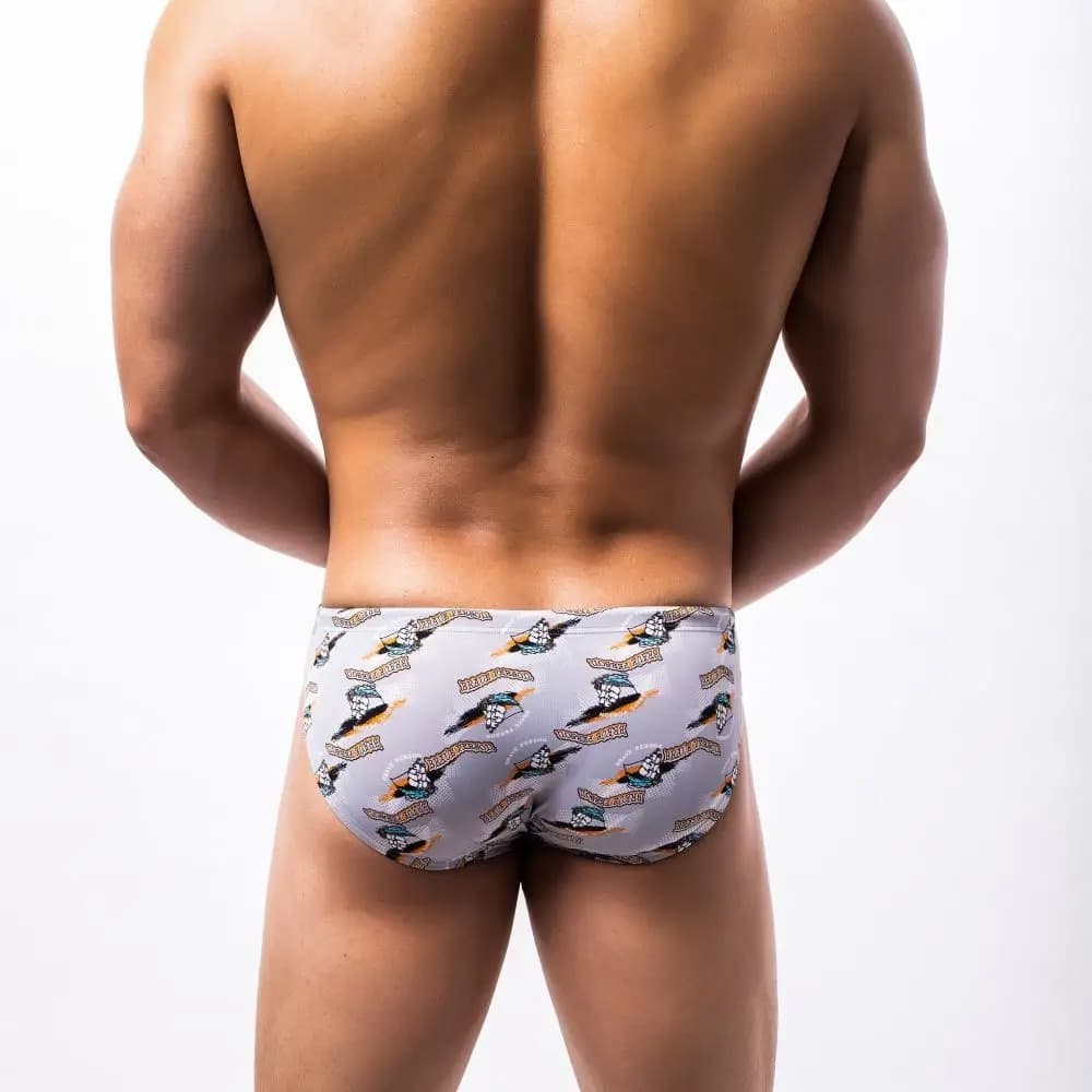 Men's Drawstring Print Swim Bikini - Brave Person Underwear